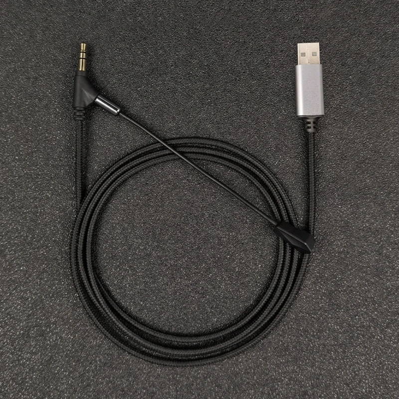 Cable de Audio con micrófono desmontable, conector USB de 2 metros a 3,5mm, Cable trenzado de nailon de repuesto para auriculares de juegos