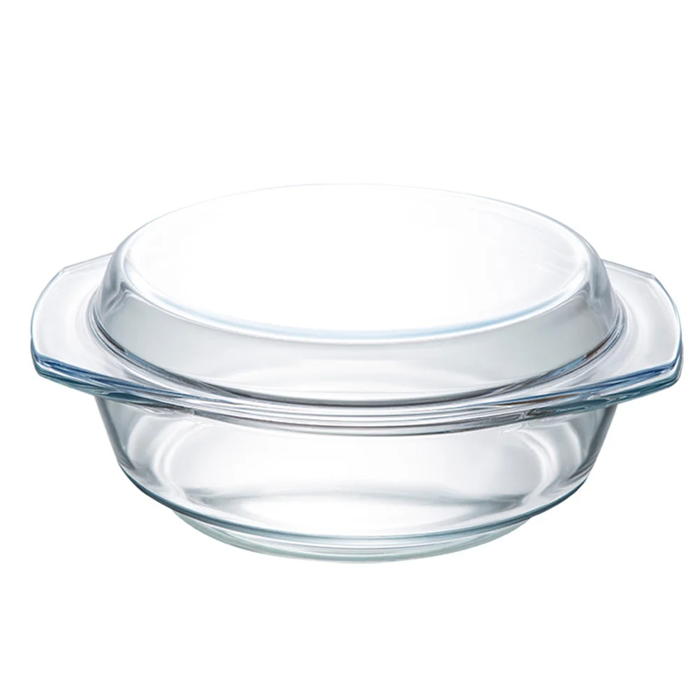 Tempered Glass Bowl Roasting Pan Oven Microwave Heating Glassware Round Tempering Heat-resistant Food Storage Pot Dining