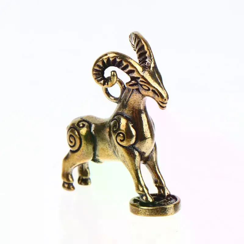2027 Year of Goat Brass Statue Step On Money Sheep Figurine Lucky Animal Sculpture for Feng Shui Home Table Decor Gift