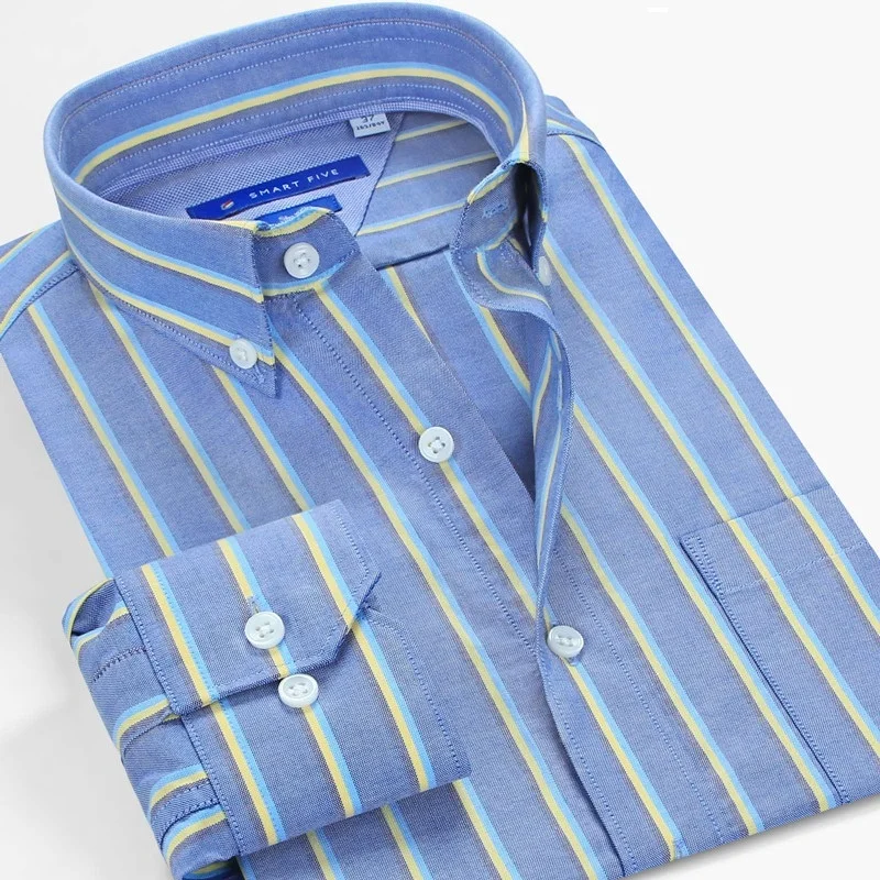 

Smart Five Men's Clothing Long Sleeve Dress Shirts Men Slim Fit Striped Office Mens Shirt 2024 Chemise homme