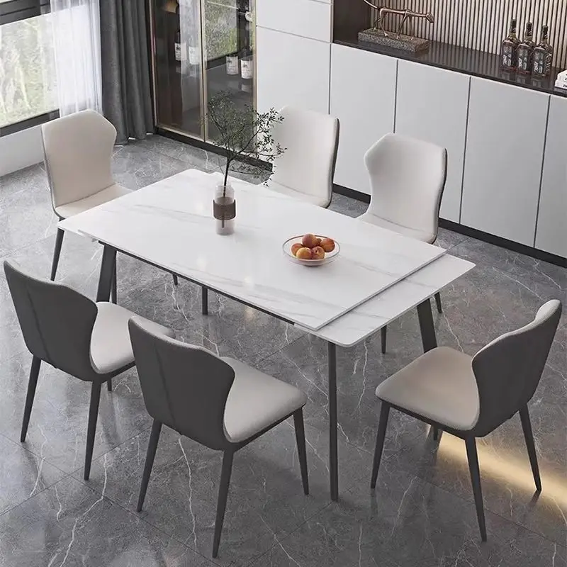 Dining table rock slab household folding dining table and chairs small apartment combination rectangular retractable dining tabl
