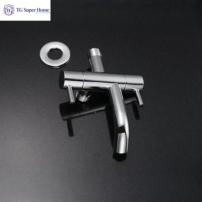 Brass Mop Sink Faucet 1 In 2 Out Dual Control Angle Valve Multifunctional Washing Machine Tap