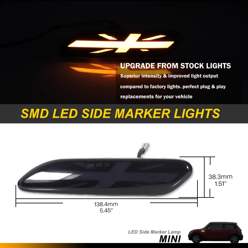 For BMW MINI COOPER R60 R61 COUNTRYMAN PACEMAN Dynamic scroll flashing LED Side Marker Indicator Lamp Turn Signal Fender Lights - view 4
