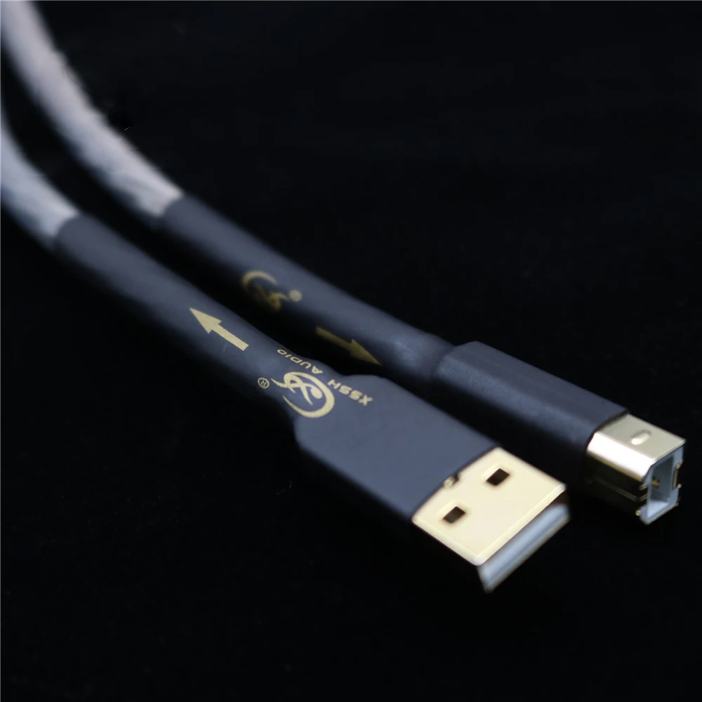 HiFI A-B type USB-kabels Audio DIY Koper Zilver OFC puur koperen geleider USB A naar USB B Audiokabel Snoer