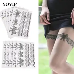 1pcs Waterproof  Tattoo Temporary Sticker On Body Leg Transfer Lace Stocking Tattoo Semi Permanent Sex Tattoo For Women