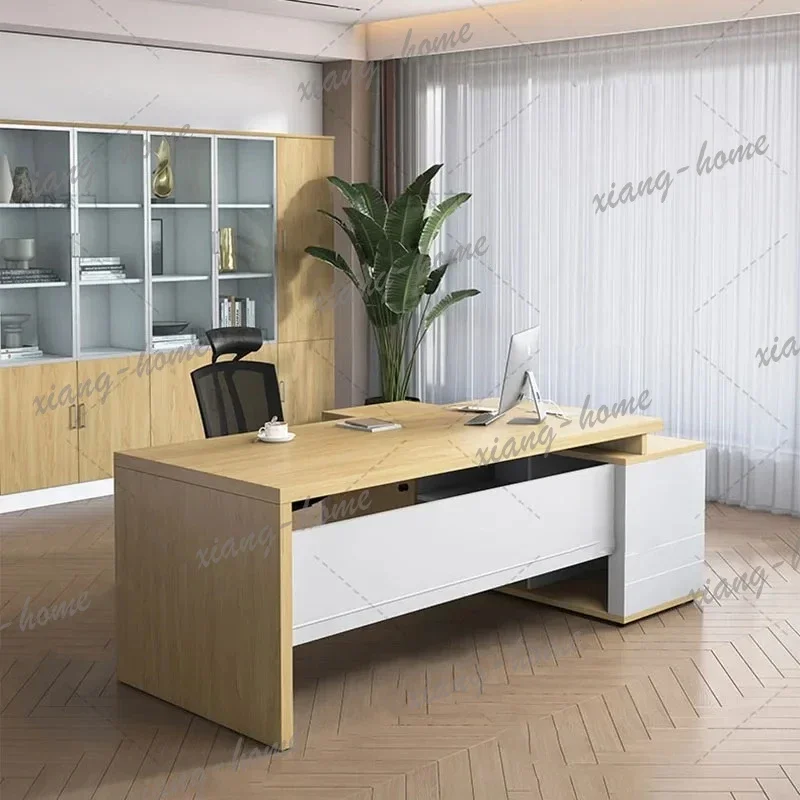 Factory Direct Brown Storage Wide Computer Table Modern Luxury Wooden Reading Computer Desks Executive Writing Escritorios De Of