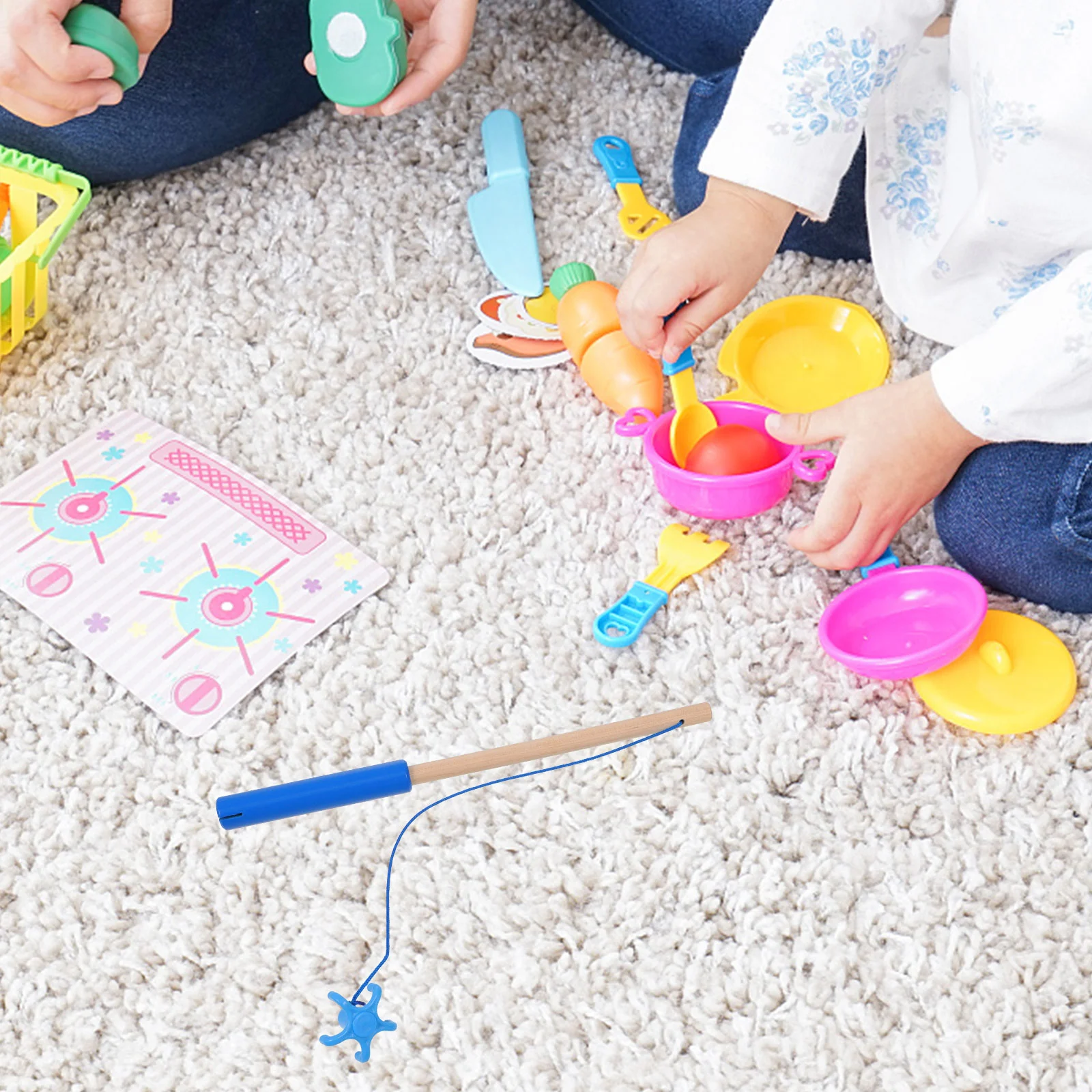 Juguetes de pesca para niños, poste creativo, accesorios de caña magnética, juego educativo de Joysticks de madera, 2 uds.