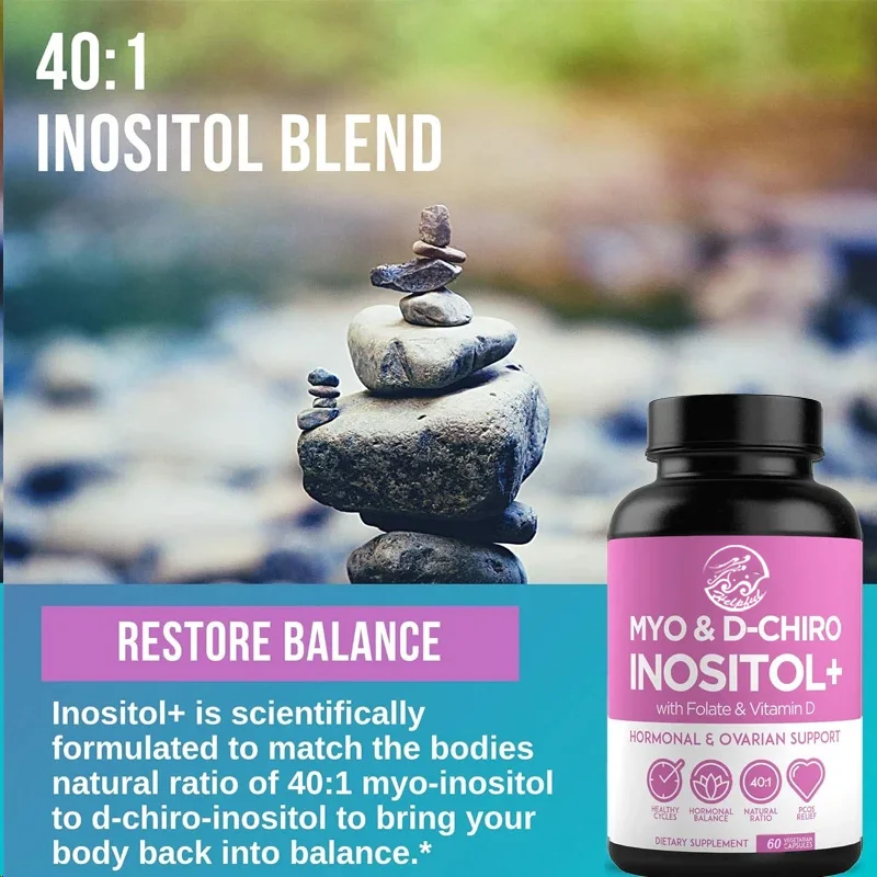 High quality inositol supplement D-Chiro Inositol with folic acid and vitamin D B8 40:1 Healthy Ovarian Support-60 capsules