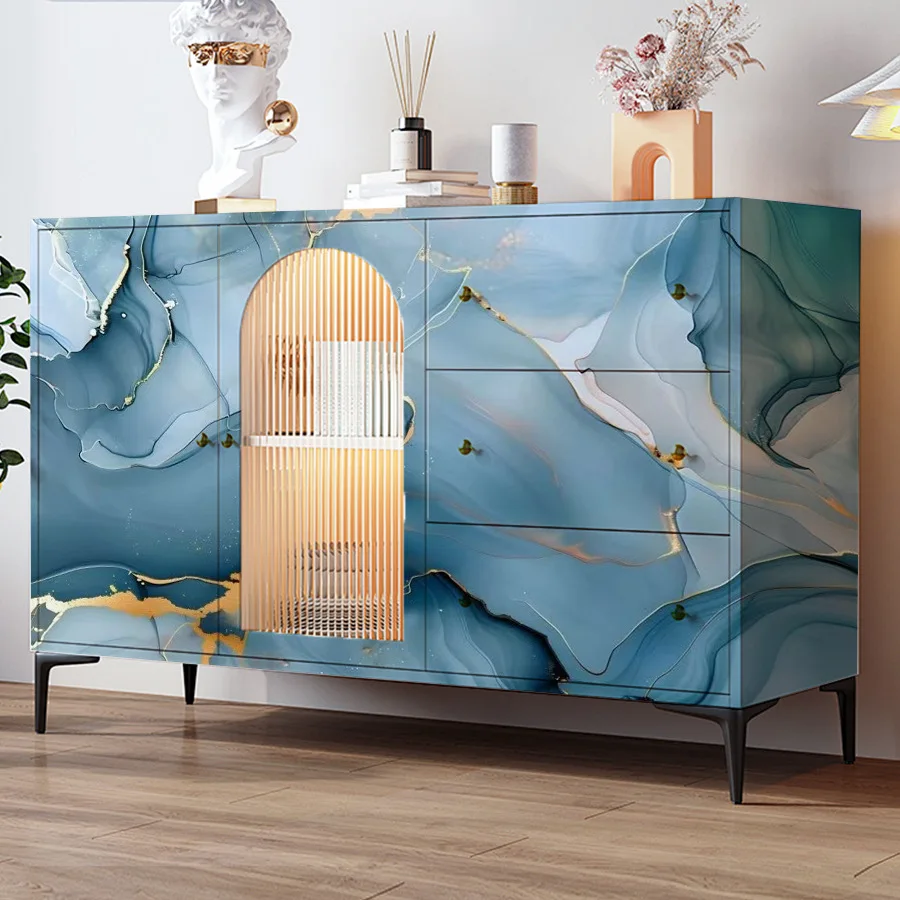 

Blue Imitation Marble Self-adhesive Wallpaper Kitchen Waterproof and Oil Proof Stickers Home Decoration Materials PVC Wallpaper