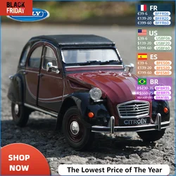 Welly-Modelo de carro esporte liga retro, Citroen 2CV 6 Charleston, Diecasts brinquedo de metal, coleção clássica, presentes infantis, 1:24