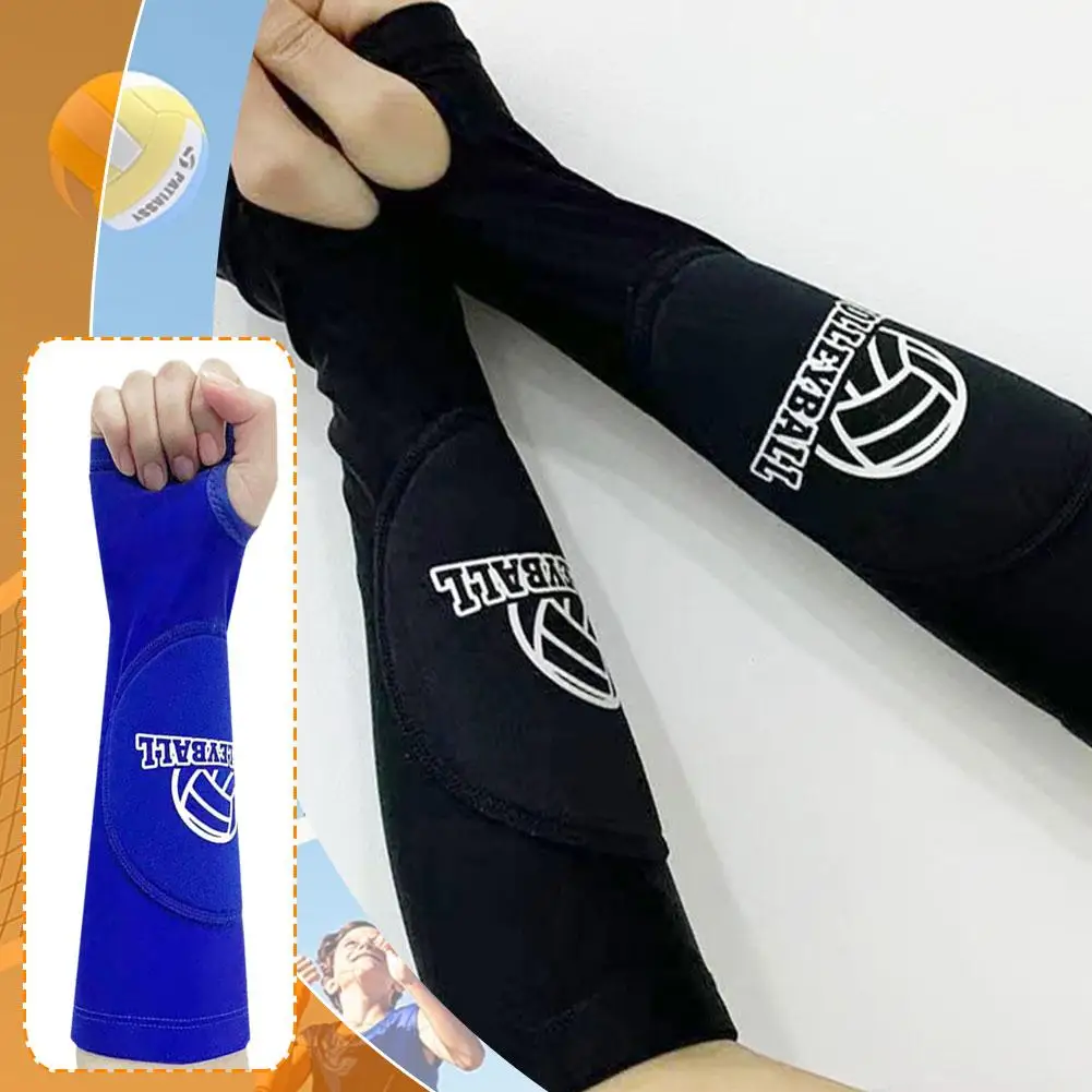 1Pair Volleyball Arm Sleeves Passing Forearm Sleeves with Protection Pad & Thumbhole for Youth Adult Children Protect Arms V2C3