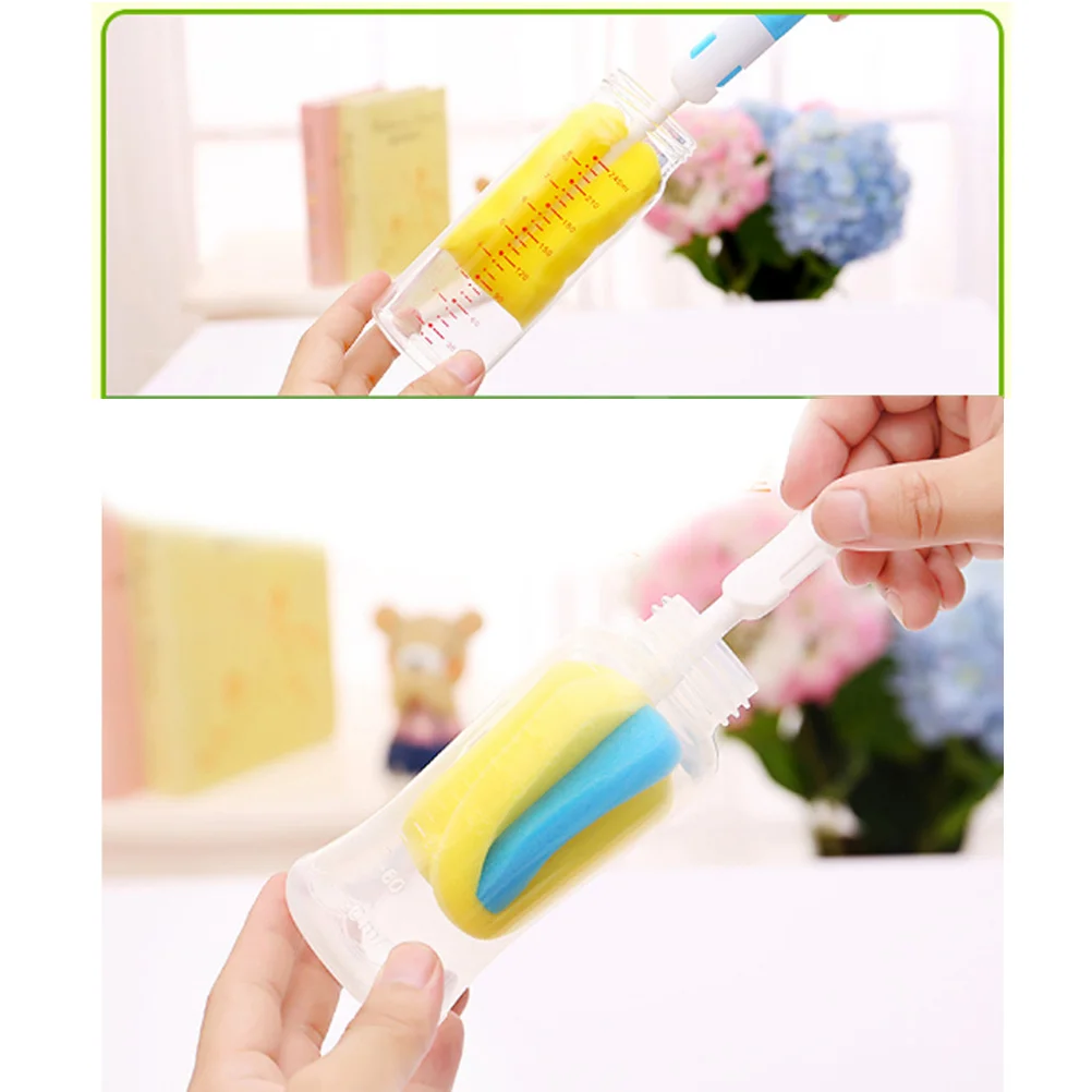 

2 pcs Sponge Baby Bottle Cleaning Brush Set Soft Scrubber For Nipples Feeding Bottles Pump Parts Washing Tool Kit