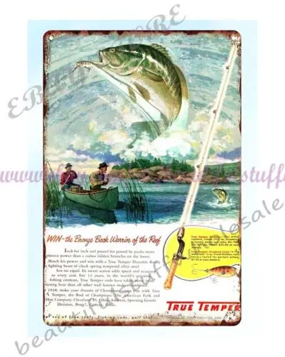 outdoor reproductions 1948 True Temper Crippled Shad Fishing Lure metal tin sign