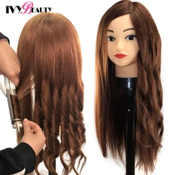 65Cm Hairdressing Mannequin Head With 80% Human Hair Cosmetology Make-Up Practice Training Doll Heads With Clamp Holder And Tool
