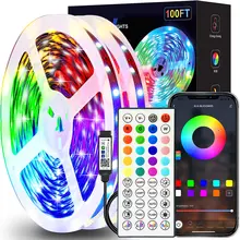 RGB LED 스트립 조명 1M-40M 앱 제어 가능한 LED 룸 라이트 유연한 리본 루체스 LED 테이프 방 침실 장식용