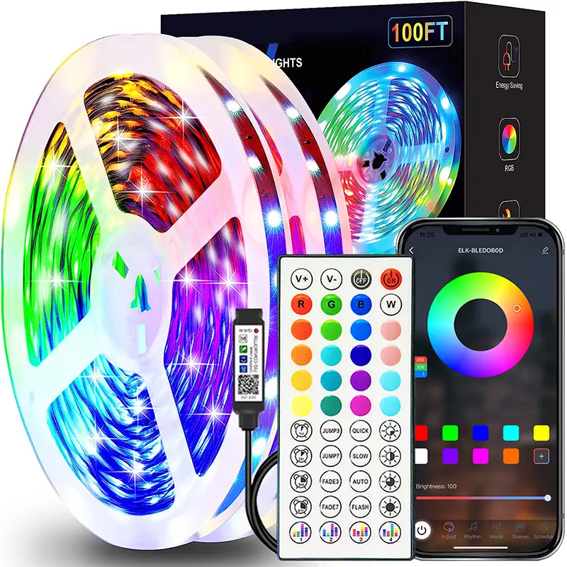 Luzes de tira led rgb 1m-40m luz de sala led com controle de aplicativo fita flexível luces fita led para decoração de quarto