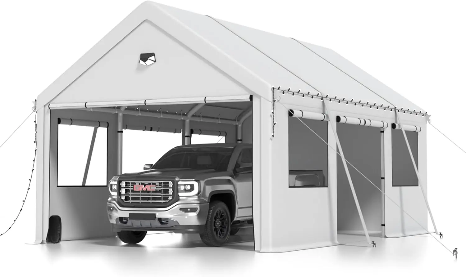 

Carports 10X16 Heavy Duty，Portable Car Port Garage，Carport Canopy With Side Doors，Outdoor Car Shelter All Weather,White