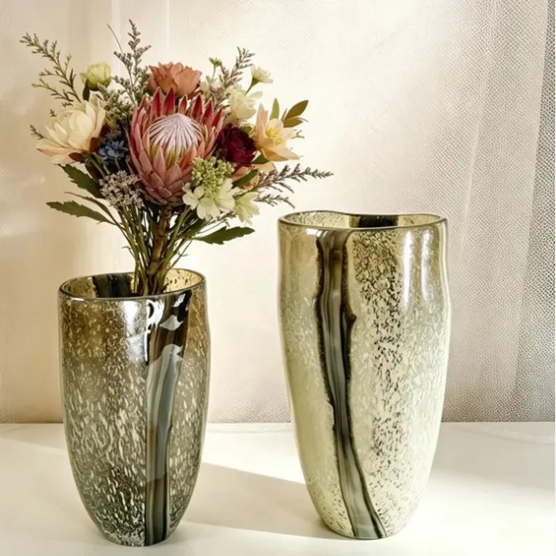 Large American Style Thickened Glazed Vase Mixed Color Creative Home Decor Ornament For Dried Flower Arrangement Living Room