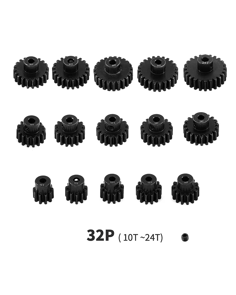 M0.8 3.175mm Gehärteter Stahl Metallzahnrad 10T 11T 12T 13T 14T 15T 16T 17T 18T 19T 20T 21T Motorgetriebe für 1/10 RC Auto Upgrade-Modifikation – Detail 2