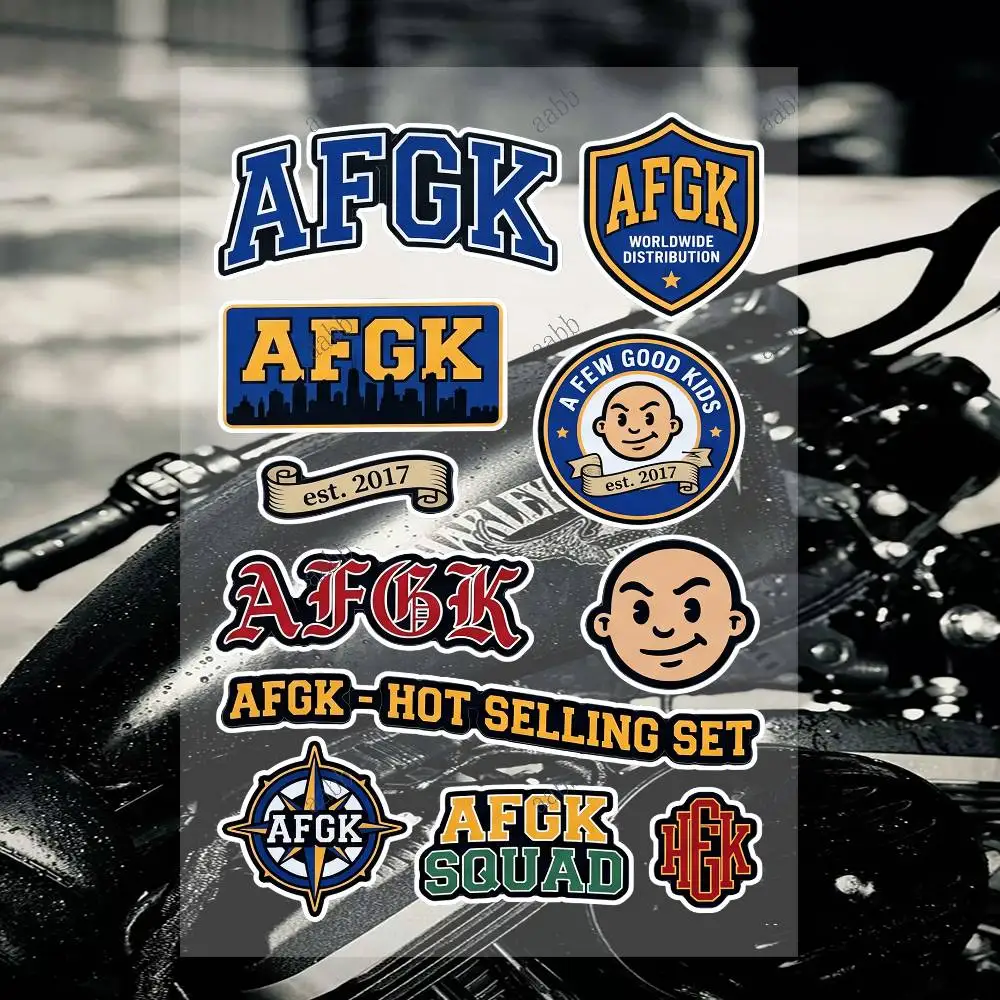 A-A F-FEW G-GOOD K-KIDS Motorcycle Sticker Set Reflective Decals For Helmet Fuel Tank Fairing Body Custom Bike Graphics Kit
