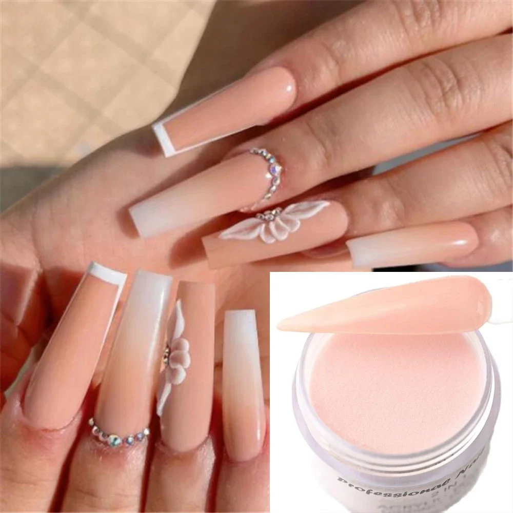 50G Nude Nail Art proszek akrylowy, różowy rozszerzenie/zanurzenie/wygrawerować pyłek do paznokci akrylowych proszek akrylowy do odbudowy paznokci proszki fabryka hurtownia