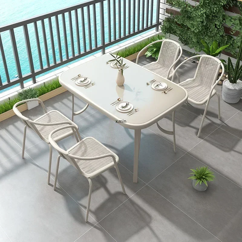 

Outdoor Table and Chair Combination Outdoor Courtyard Outdoor Leisure Area Outside Balcony Dining Chair Table Milk Tea Shop