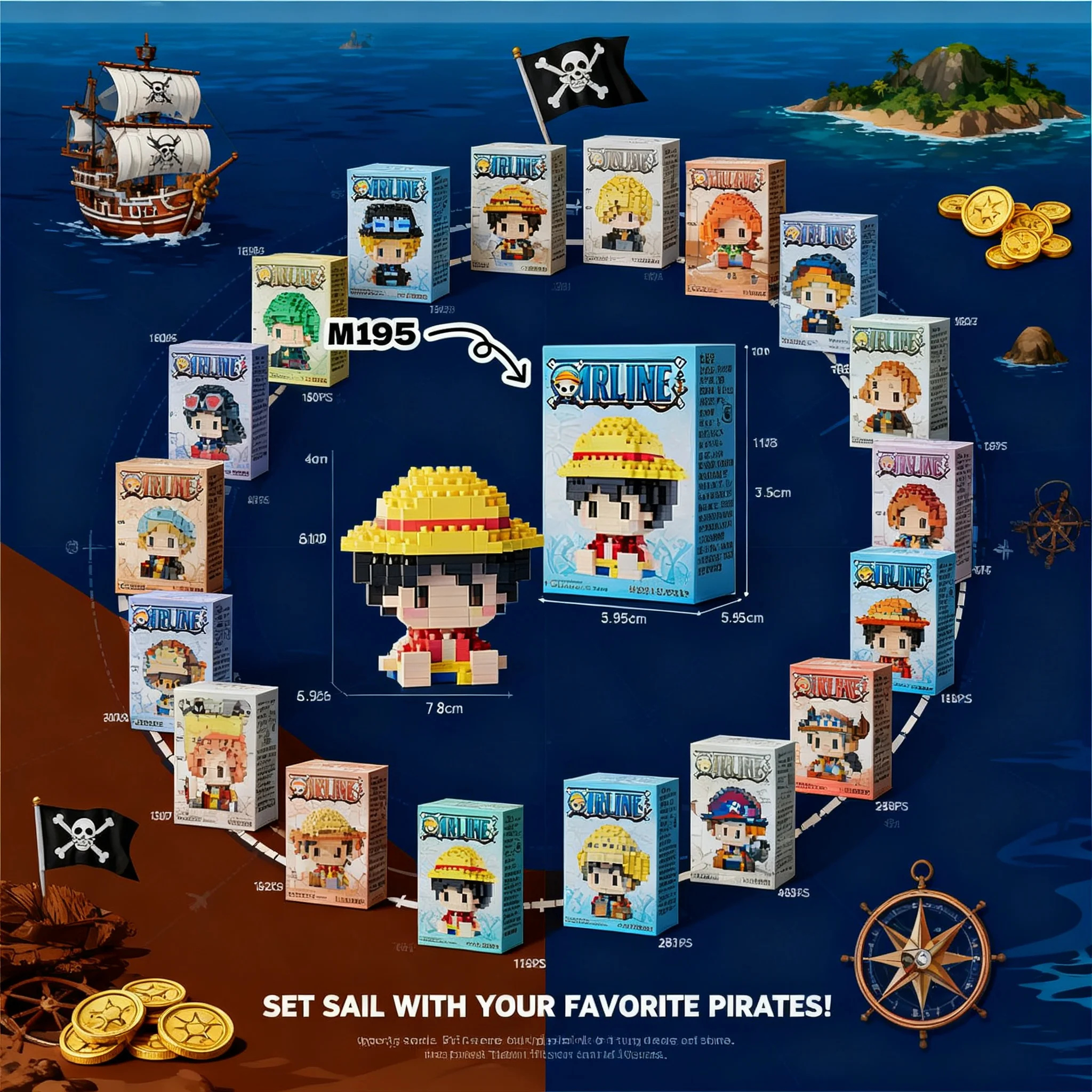 New 3D Anime Model ONE PIECE Sun God Nika Luffy Chopper Ace Buggy Micro Action Block Assembly Mini Bricks Figure Toys For Gift