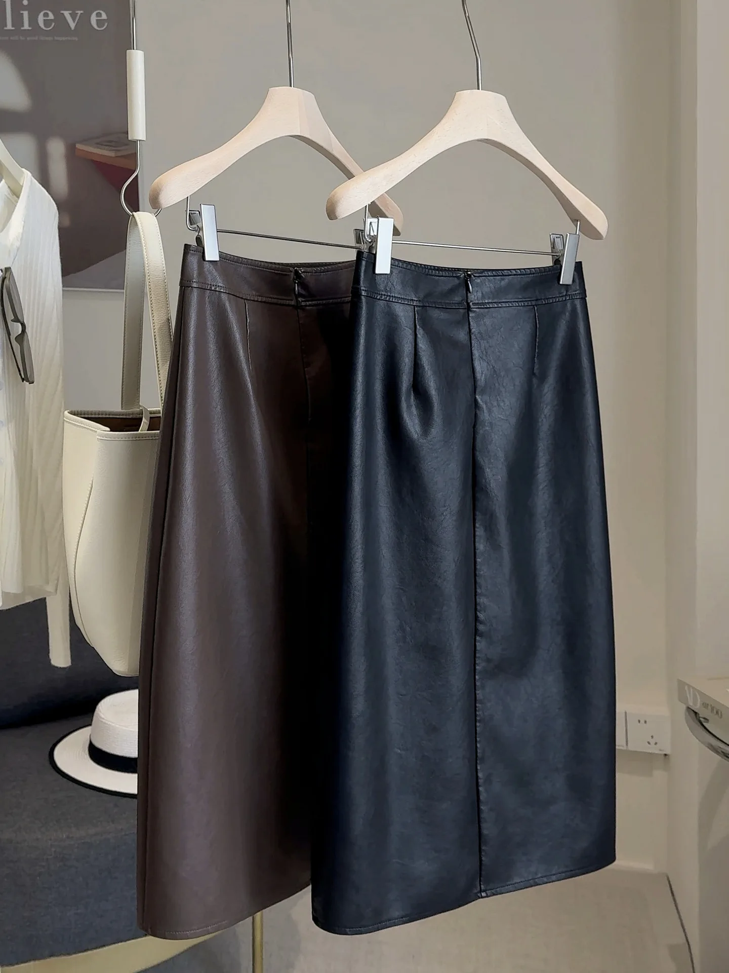 

2025 Autumn Mid-Length High-Waist Slimming Slit Skirt A-Line Bodycon Pencil Skirt