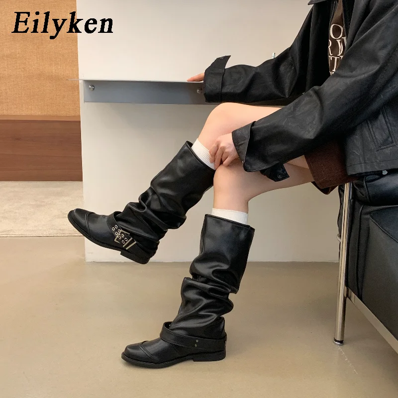 `eilyken-vintage-autumn-winter-women-knee-high-boots-fashion-design-pleated-belt-buckle-square-low-heels-ladies-shoes
