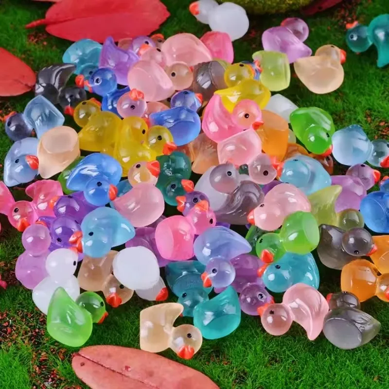 100/50PCS Mini Gelbe Leuchtende Ente Ornament Miniatur Figuren Winzige Ente Micro Fee Garten Landschaft Fee Garten Wohnkultur