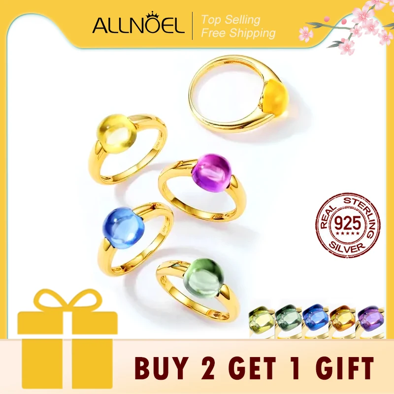 

ALLNOEL стерлингового серебра 925 пробы 10 К позолоченные цветные кольца с кристаллами для женщин, роскошное инкрустированное кулон с каплями воды, подарок на вечеринку