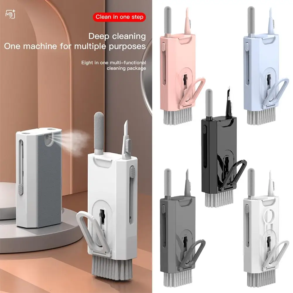 8 In 1 Cleaning Kit Computer Keyboard Cleaner Brush Earphones Cleaning Pen For AirPods IPhone IPad Cleaning Tools Keycap Puller