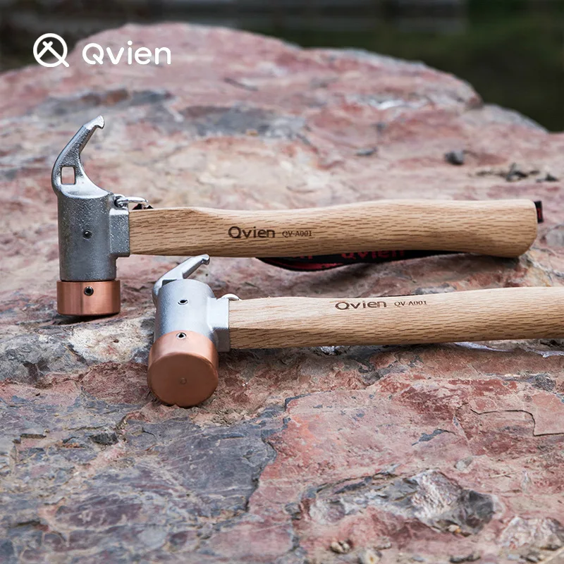 

Outdoor Camping Sheep Horn Hammer Ground Nail Portable Outdoor Hammer Purple Copper Hammer Wooden Handle Small Hammer