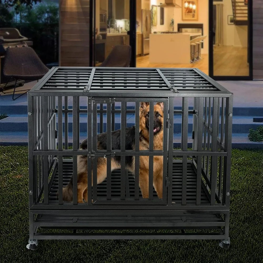 37Inch Heavy Duty Dog Cage Kennel Strong Metal Dog Cage