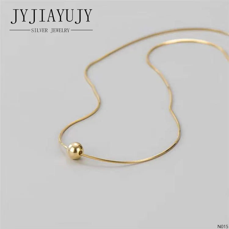 Jyjiayujy 100% Sterling Zilveren S925 Ketting 5Mm Kraal Twee Kleuren Ol Mode Trendy Hypoallergeen Vrouwen Fijne Sieraden Gift N015