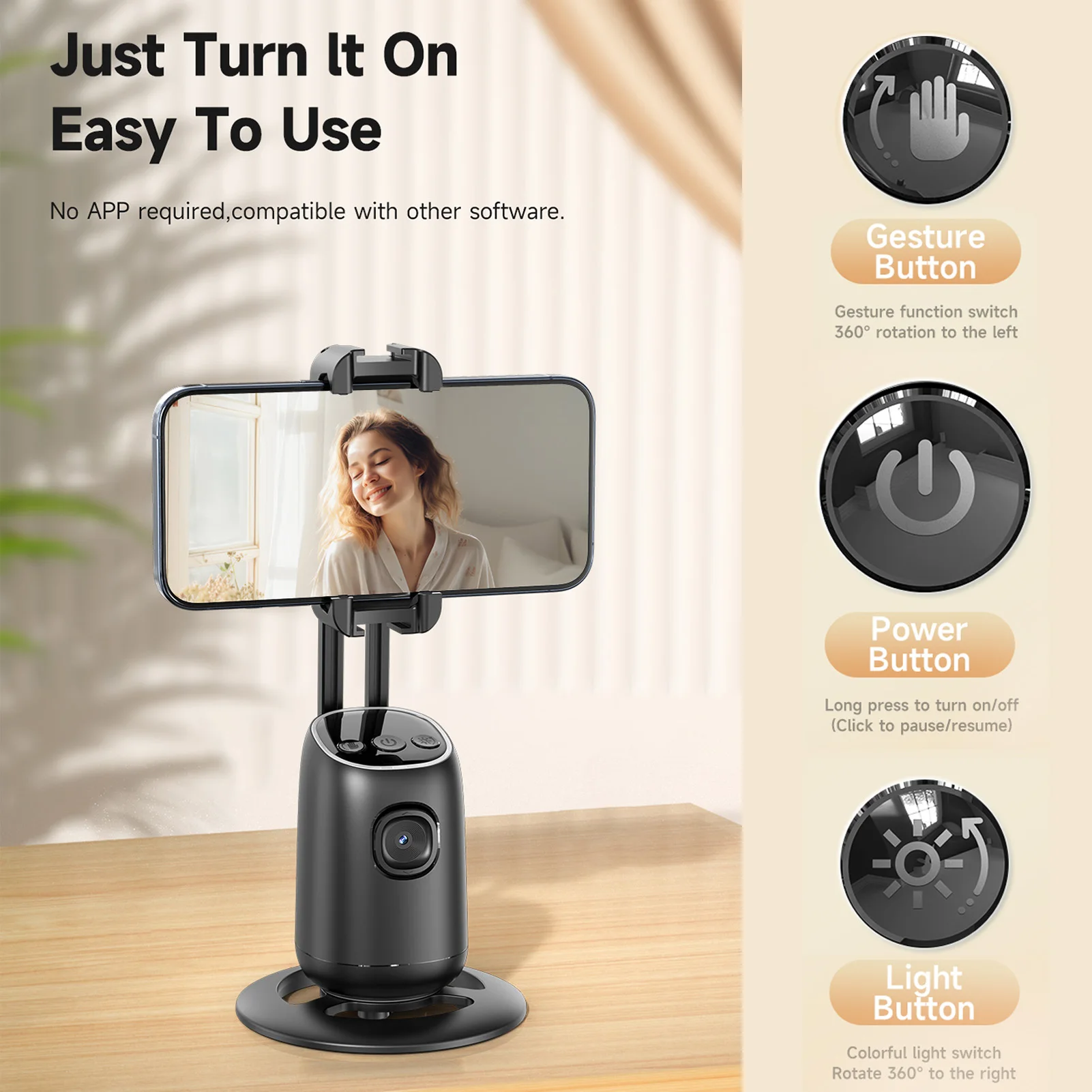 

360° Auto Face Tracking Gimbal Auto Tracking Phone Holder Smart Selfie Gimbal Stabilizer Robot Cameraman Gesture Control