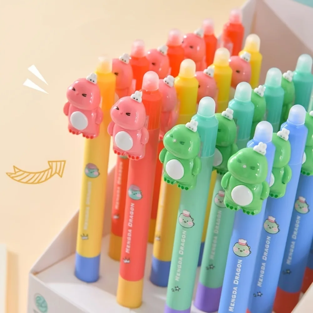 Pack of 4, Random Styles, Dinosaur-Shaped Erasable Pens, Click-To-Erase Pens, Suitable for Elementary School Students, Easy-To-Erase, Heat-Erasable Gel Pens, Great Holiday Gift