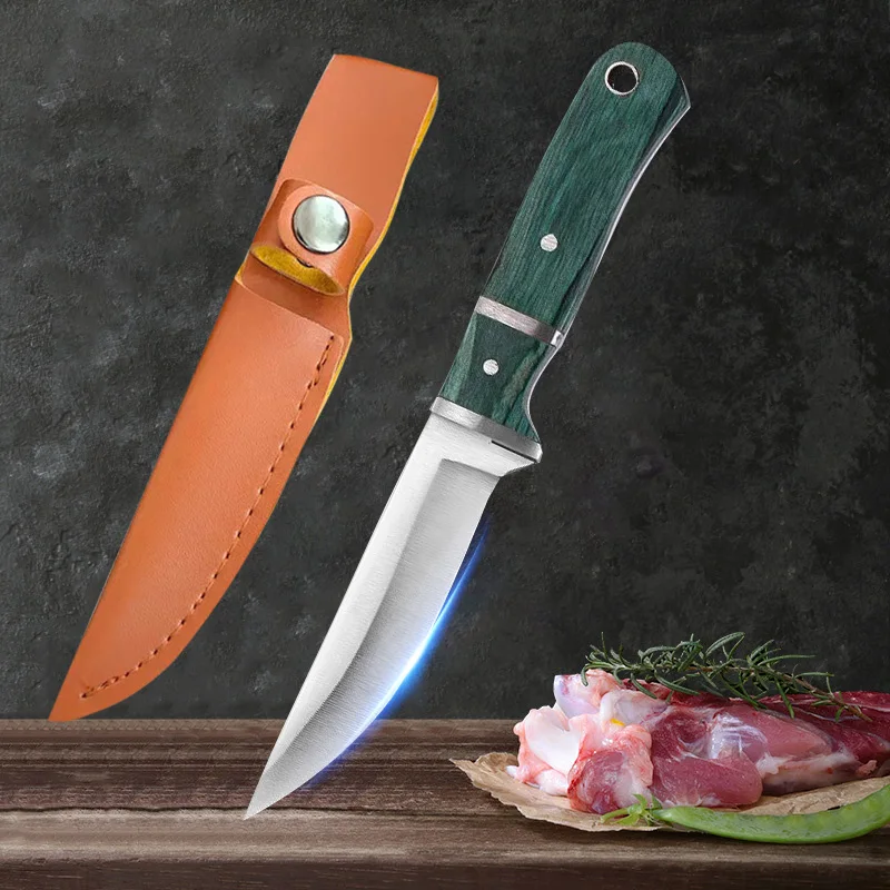 Sharp Fruit Knife Boning Cleaver Meat Vegetables Fruit Paring Knife with Cover Stainless Steel Chef Slice Cooking Cut Meat Knife