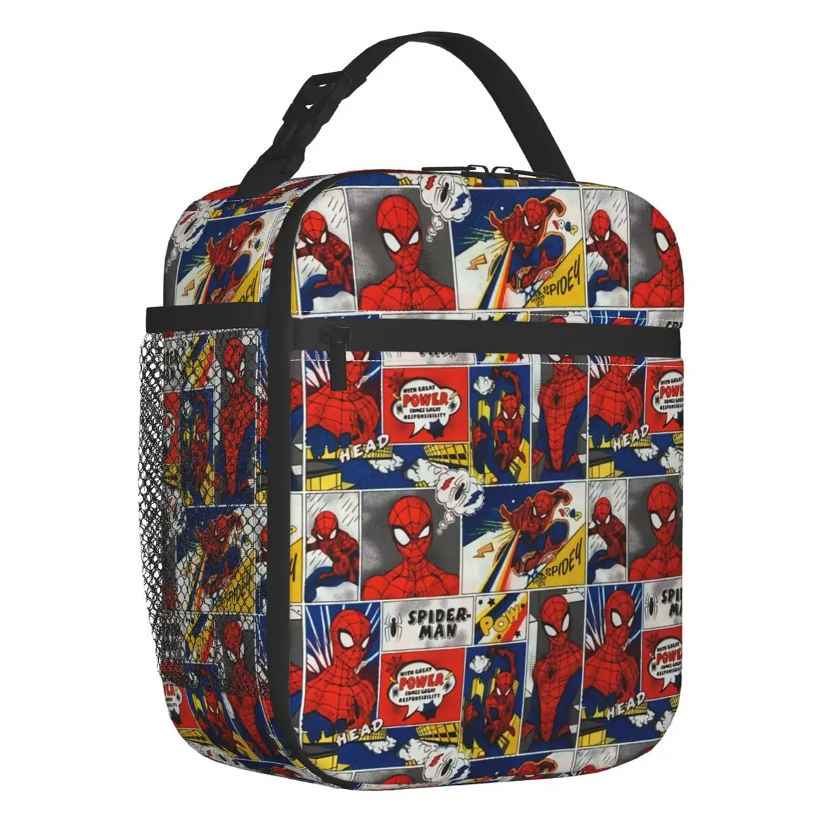 Custom Superhero Insulated Lunch Bags for Women Spider Man Collage Portable Cooler Thermal Bento Box Camping Travel