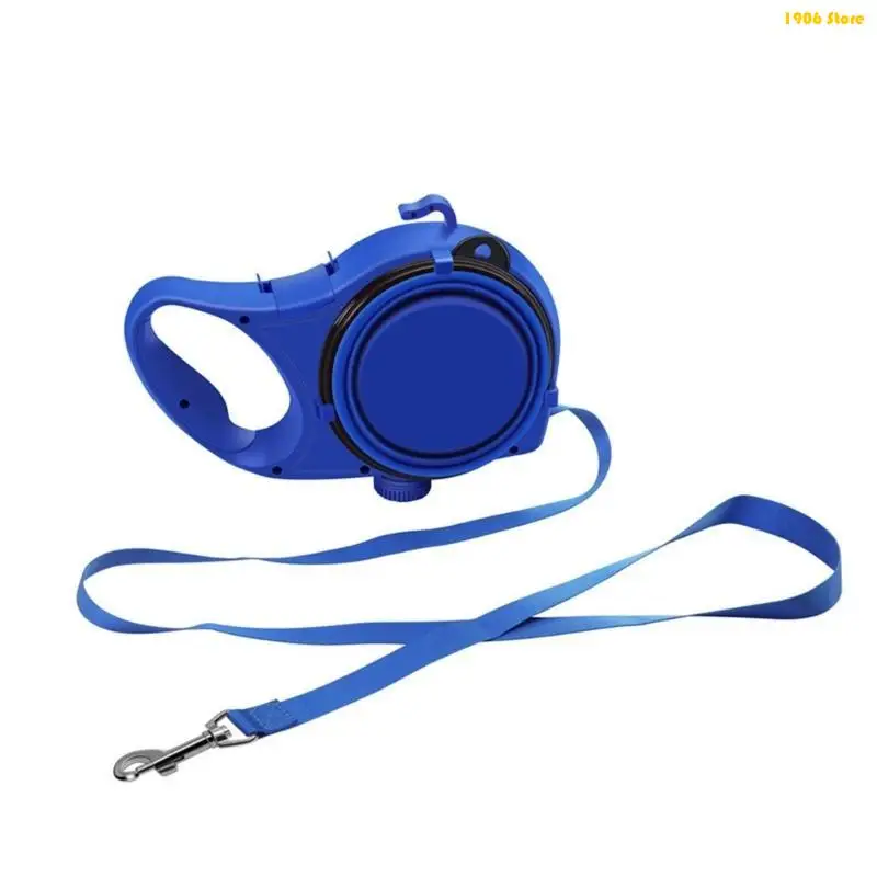 U1JB 4FT 3-in-1 Dog Leash Bowl Collapsible Container Dogs Walking Hiking Camping Supplies Expandable Bowl
