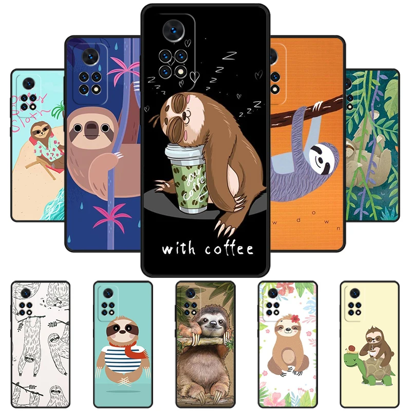 Cute Sloth Animal Phone Case For Redmi Note 11 EPro 11S 10T 9S Promax 8 Pro Xiaomi Mi 10 11 12X 12S Ultra Cover