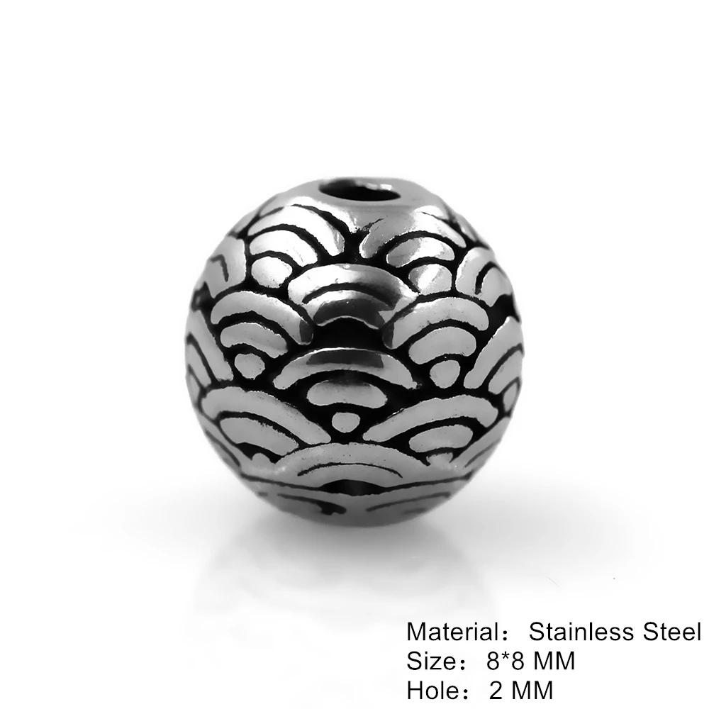 4pcs Stainless Steel Round Patterned Spacers Beads 2mm Small Hole Charms for Beaded Bracelet Accessories DIY Jewelry Making
