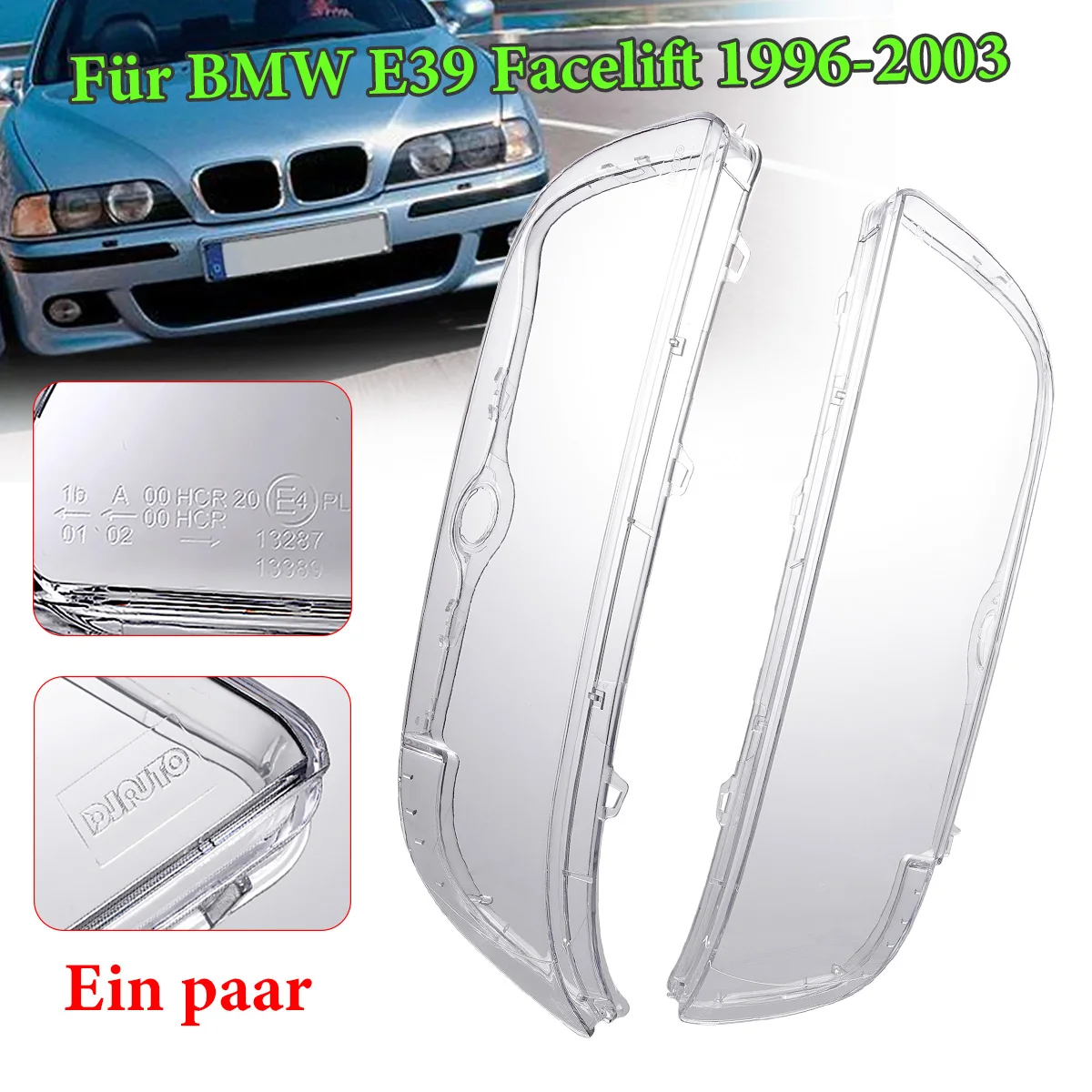 Image of 2 Stücke 63128375301 63128375302 Auto Scheinwerfer Lampenschirm Abdeckung Für BMW E39 Facelift 1996-2003 Scheinwerfer Objektivabdeckung Autozubehör