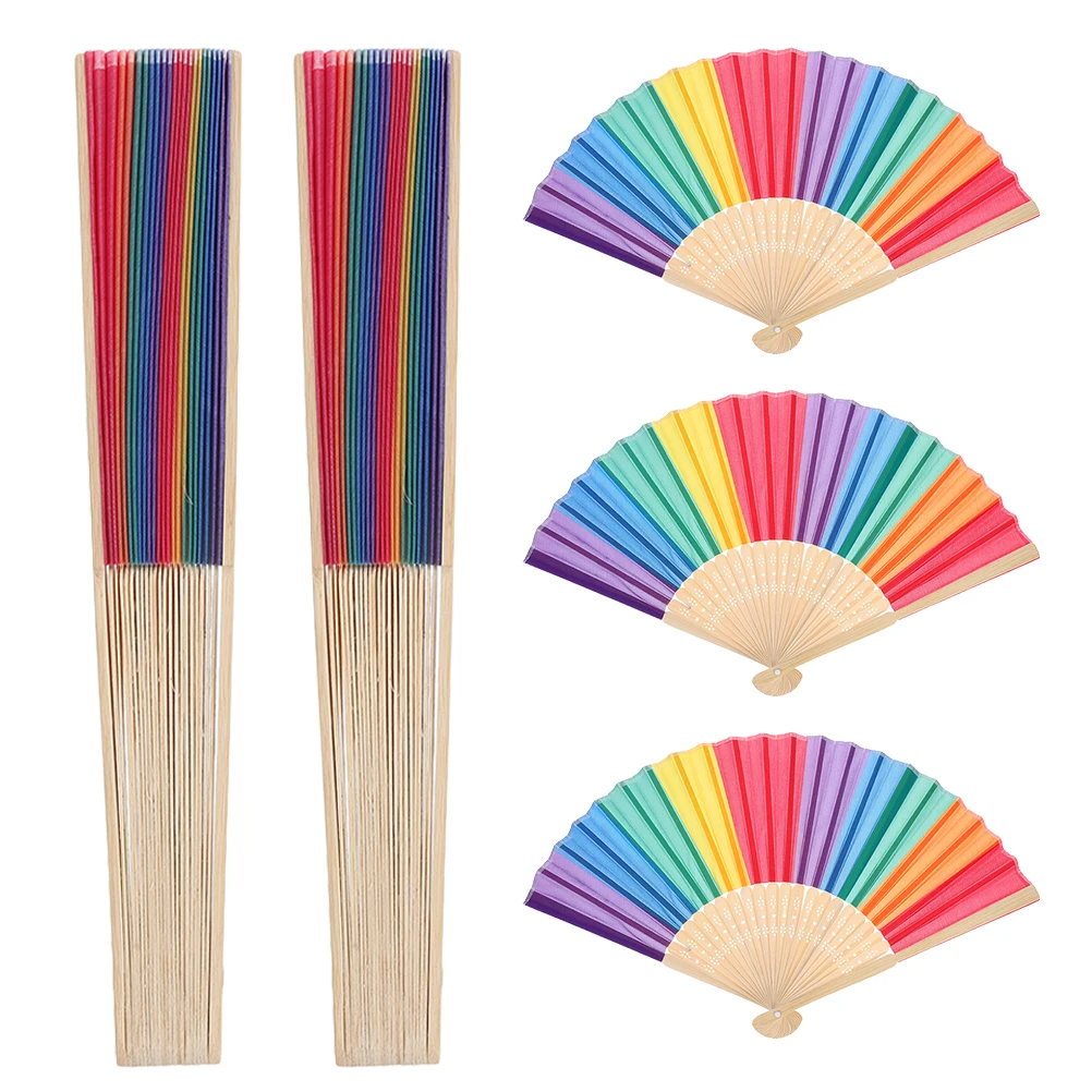 

5 Pcs Wedding Rainbow H Fans Fans Portable Decorative Wedding Guests Dance Lightweight Storage Traditional Fan