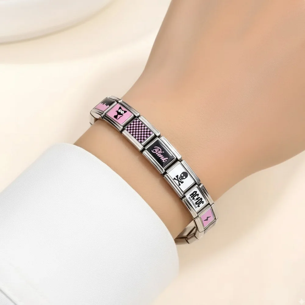 

New Colorful Printing Pattern Italian Charm Module Stainless Steel 9mm Bracelets For Men Women Fashion Gift DIY Making Jewelry
