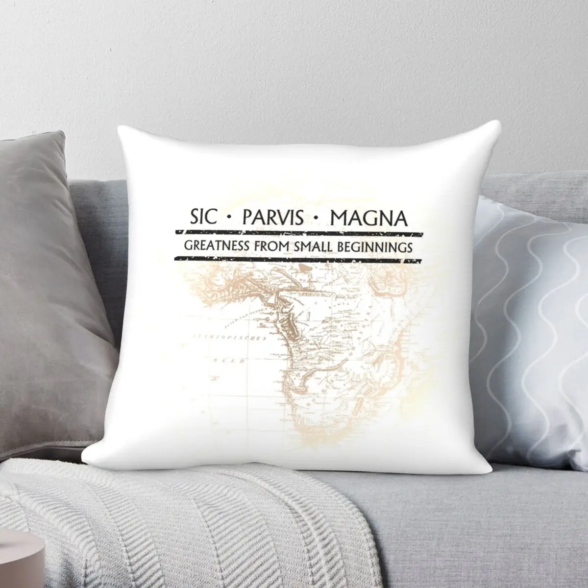 

Необычная квадратная подушка SIC PARVIS MAGNA, искусственная Полиэстеровая льняная бархатная креативная декоративная домашняя Подушка на молнии, оптовая продажа