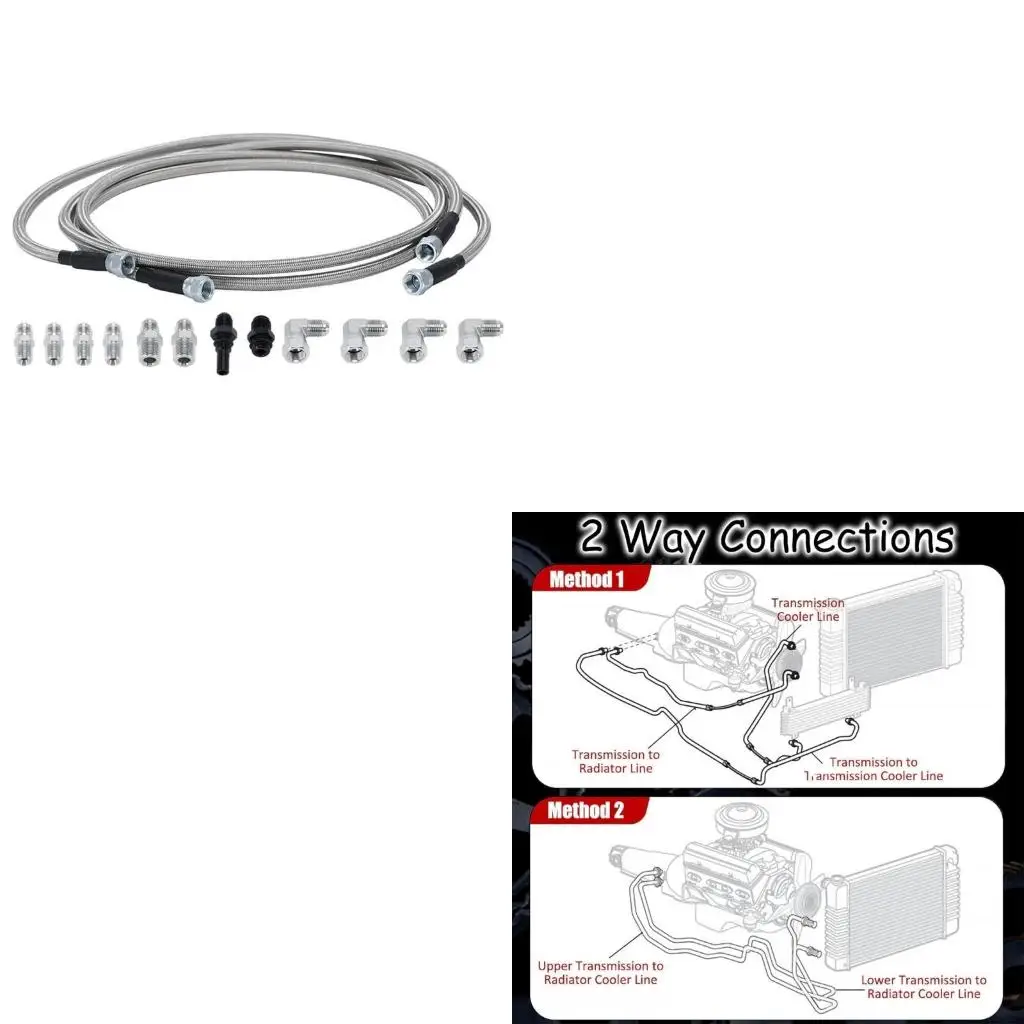 XA6H Stainless Braided Transmission Fluid Cooler Hose Line For 4L80E TH350 TH400 4L60E 4L80E 700R4 TR6060 C5 Transmission