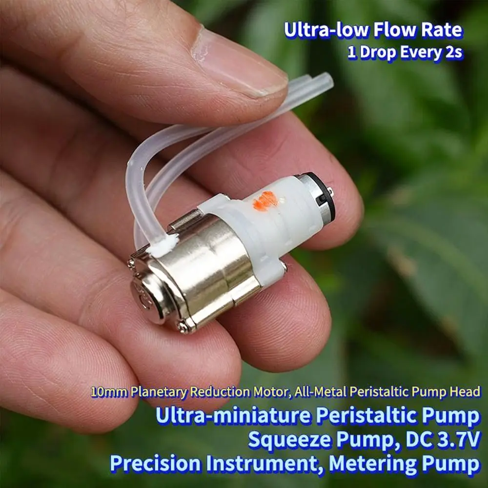 1Pcs DC3V 3.7V Micro Peristaltic Pump M20 Motor Small Flow Metering Pump Metal Pump Body Precision Flow Control