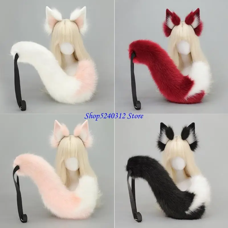 634C Plush Foxes Wolf Ears Fanda da cabeça FOXES TAIL PARA HALLOWEEN Cosplay Fancy Party