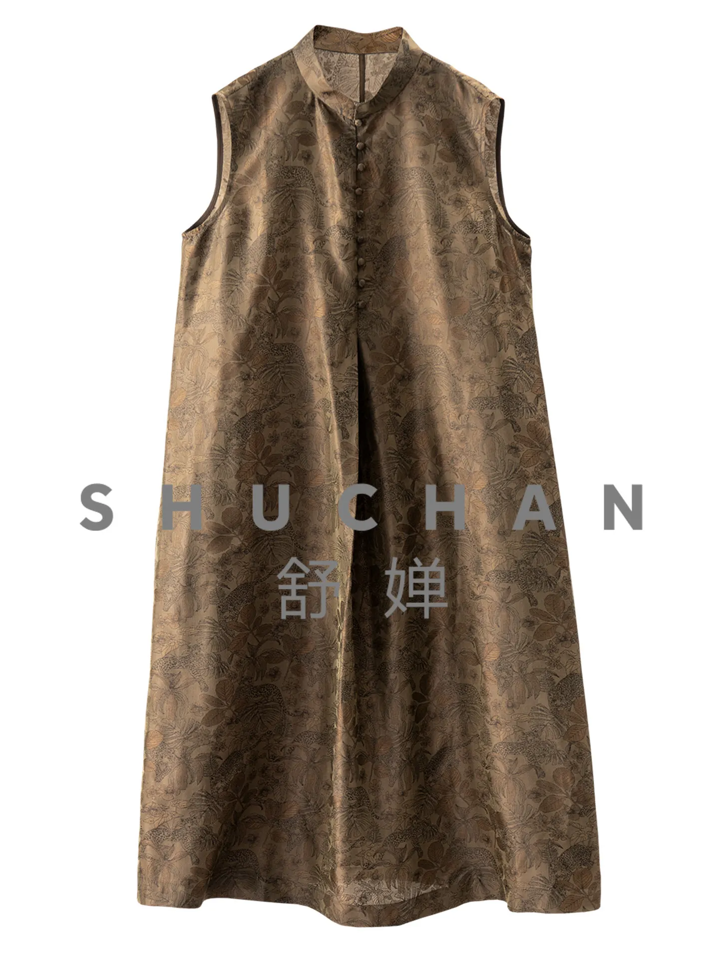 

Восточный шарм: Новое китайское платье-ципао из тяжелого шелка с воротником из парчовой ткани, длинное женское платье 38K6